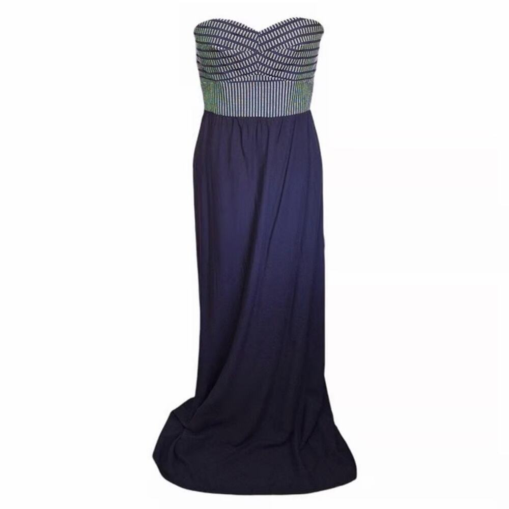 Hutch Strapless Sweetheart Neckline Maxi Dress - Navy - 2